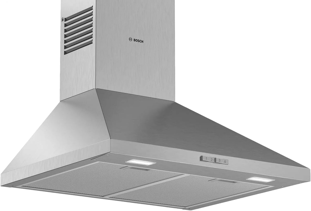 Bosch DWP64BC50 Hotte aspirante, 60 cm, 66 dB, hotte de cuisine, éclairage LED, installation murale, acier inoxydable, Série 2, Eclairage LED