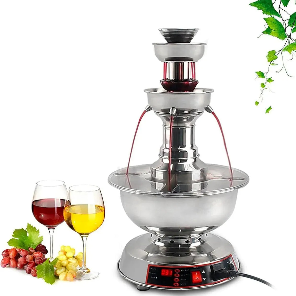 Machine à Fontaine, Distributeur, 120 W, 3.5 L, 3 niveaux, 2 zones de température, bois, pour Mariages