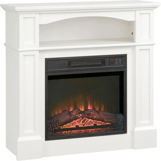 Télécommande, Luminosité Réglable, Cheminée Électrique Effet Flammes LED 80,5 x 32,3 x 80,5 cm Blanc, 1800 W