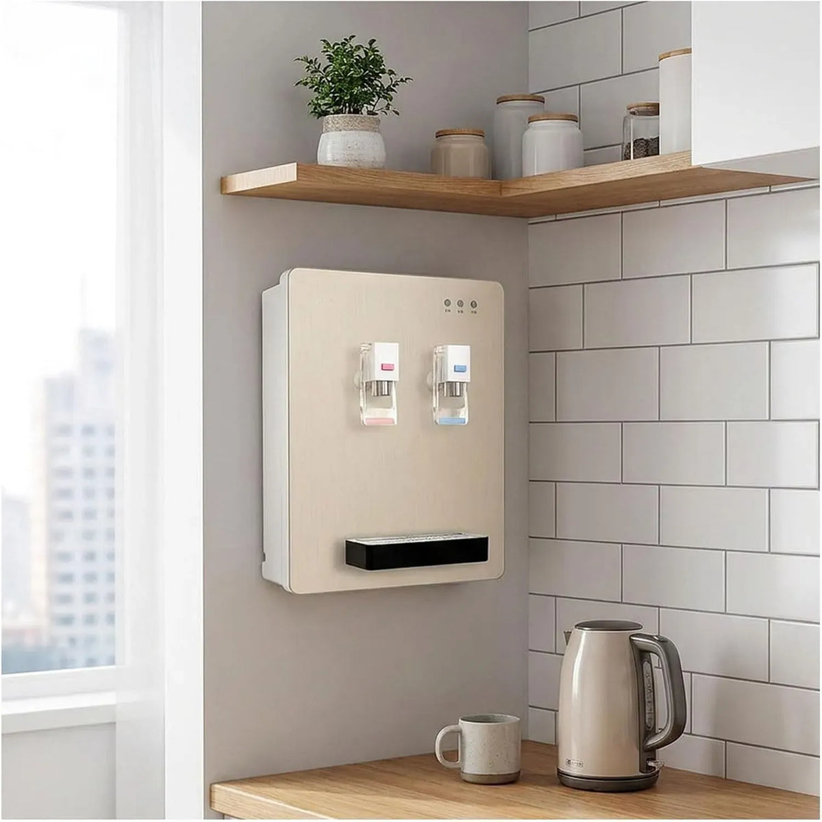 Distributeur, 2 zones de température, acier inoxydable, pour cuisine et bureau
