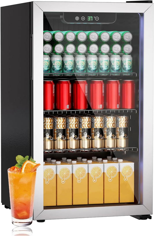 Réfrigérateur, 80 L, autonome, Argent, Mini-Réfrigérateur 80L, Réfrigérateur Autonome pour Boissons de 115 Canettes avec Porte transparent