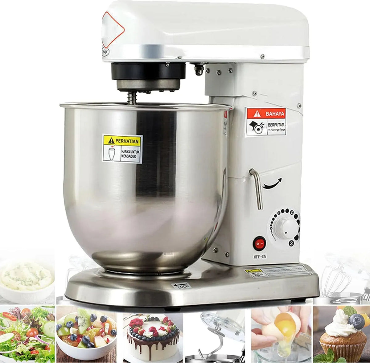 Robot, 10 L, 3 vitesses, professionnel, acier inoxydable, blanc