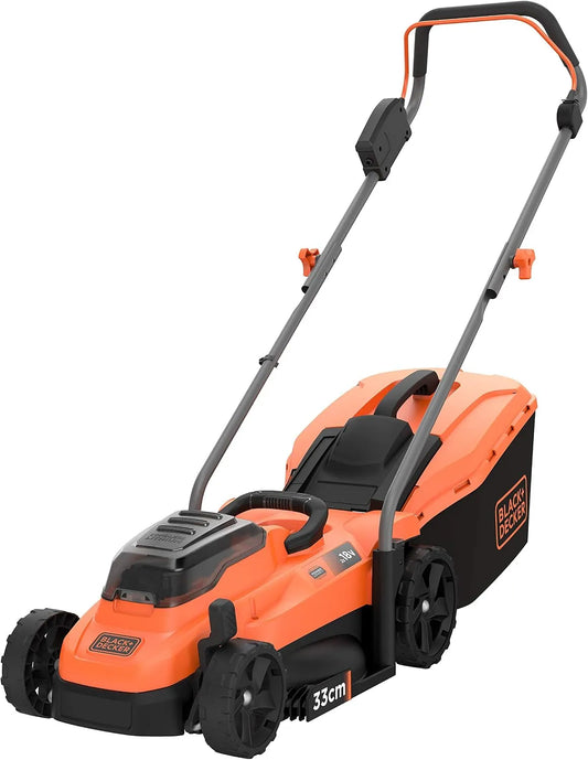 Black+Decker BCMW3318L2-QW Chargeur, 33 cm, 35 L, 18 V, 350 m, noir, Jardin Jusqu'à 350 m²