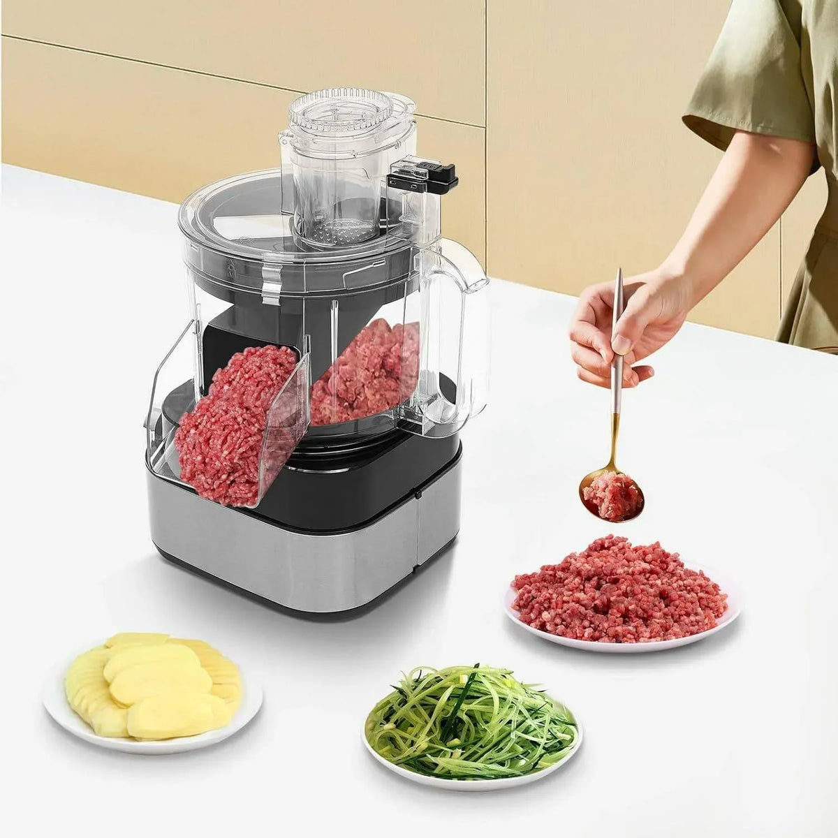 Robot de cuisine, professionnel, amovible, Dés Amovibles 5000ML, Râpe à légumes Professionnelle 5 en 1