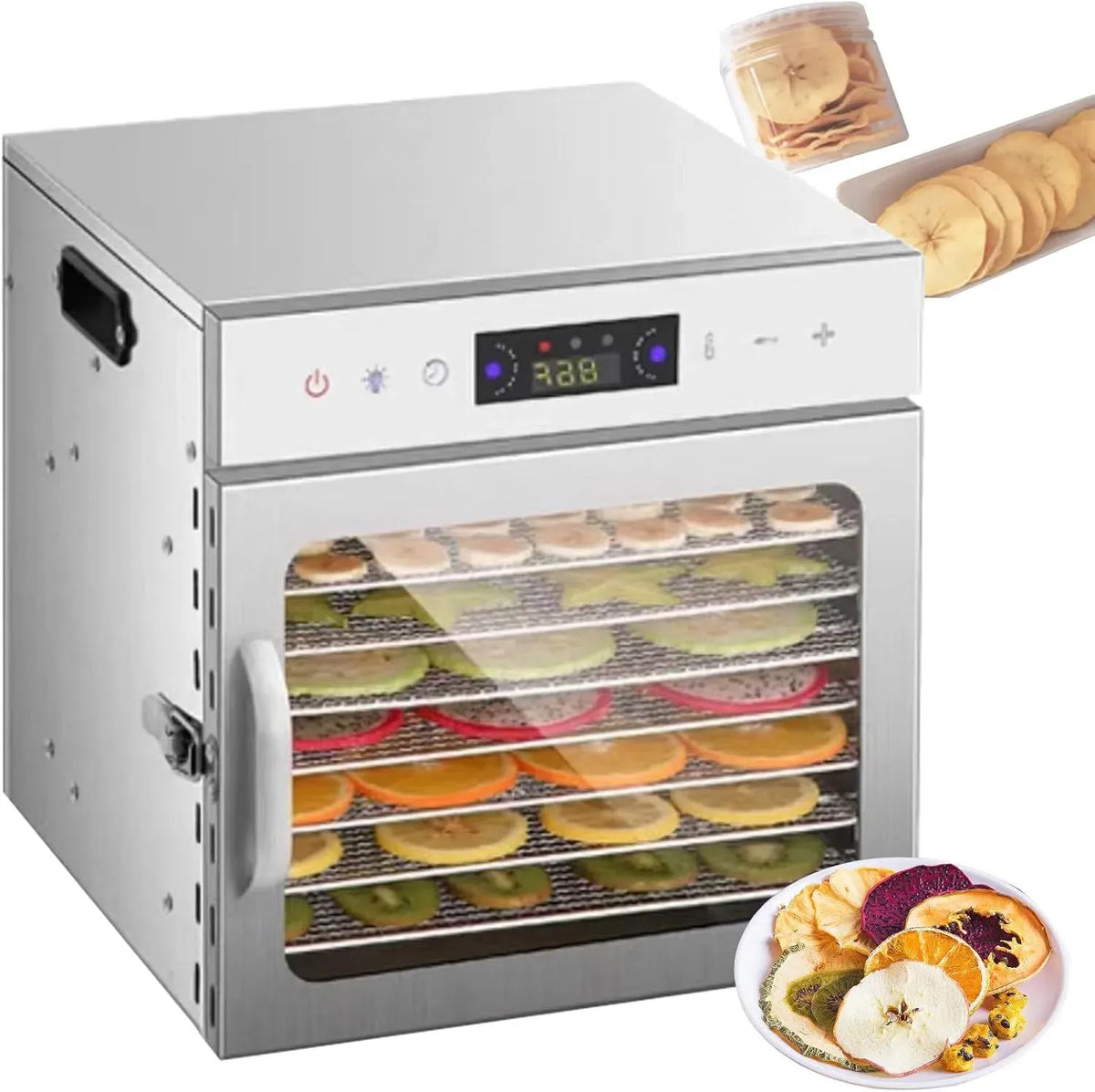 séchoir, déshydrateur alimentaire, 30 à 90 °C, 2 zones de température, acier inoxydable, pour légumes