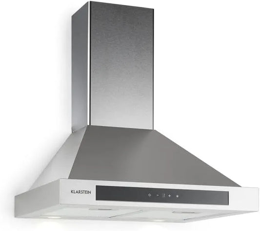 Klarstein Hotte aspirante, 60 cm, 210 W, 650 m3/h, hotte de cuisine, éclairage LED, installation murale, tactile, minuteur, acier inoxydable, 210W