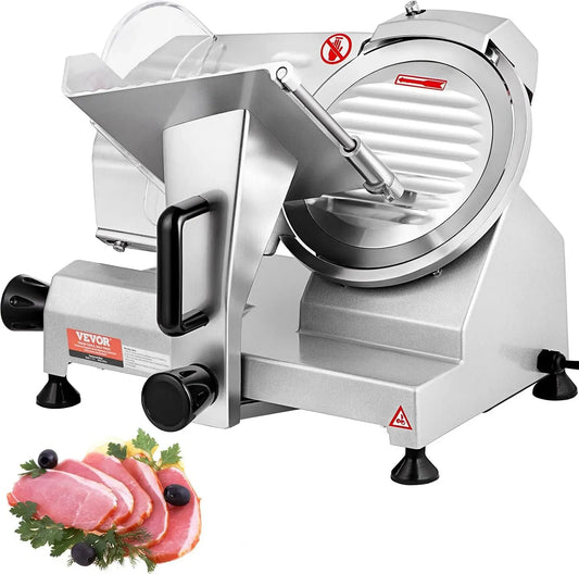 VEVOR Trancheuse Électrique 1200 tr/min Trancheuse à Jambon 48 x 43 x 35 cm Trancheuse à Viande 0-12 mm Bouton de Réglage d'Épaisseur Domestique et
