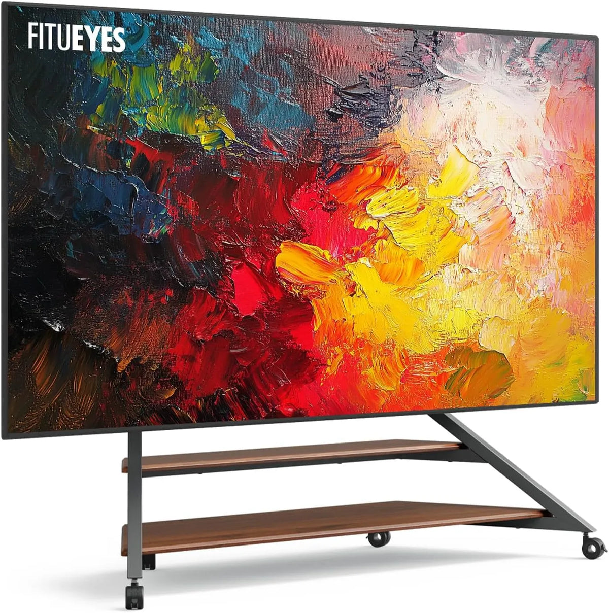 Meuble TV, 100 pouces, roulettes de déplacement, FITUEYES Support TV sur Pied pour Ecran de 75 à 100 Pouces Support TV roulettes Jusqu'à 85 kg avec 2