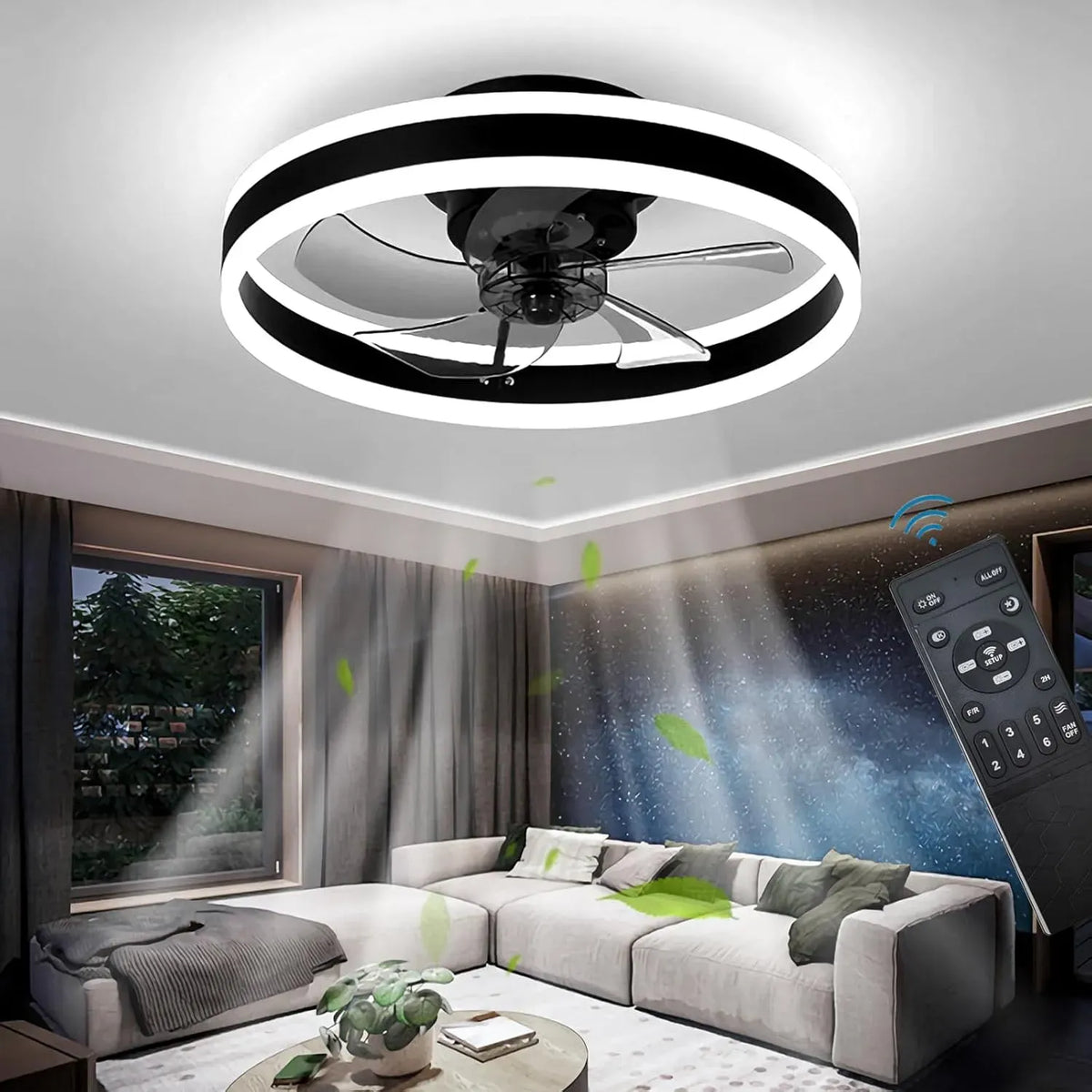 Ventilateur, 50CM, 24 W, décoration de salon, silencieux, noir