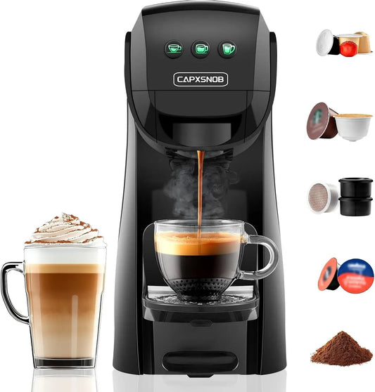 Nespresso Warriors1 5en1 Cafetière électrique, 0,8 L, 2 zones de température, 20bar, FAP Espresso Point et Café Moulu