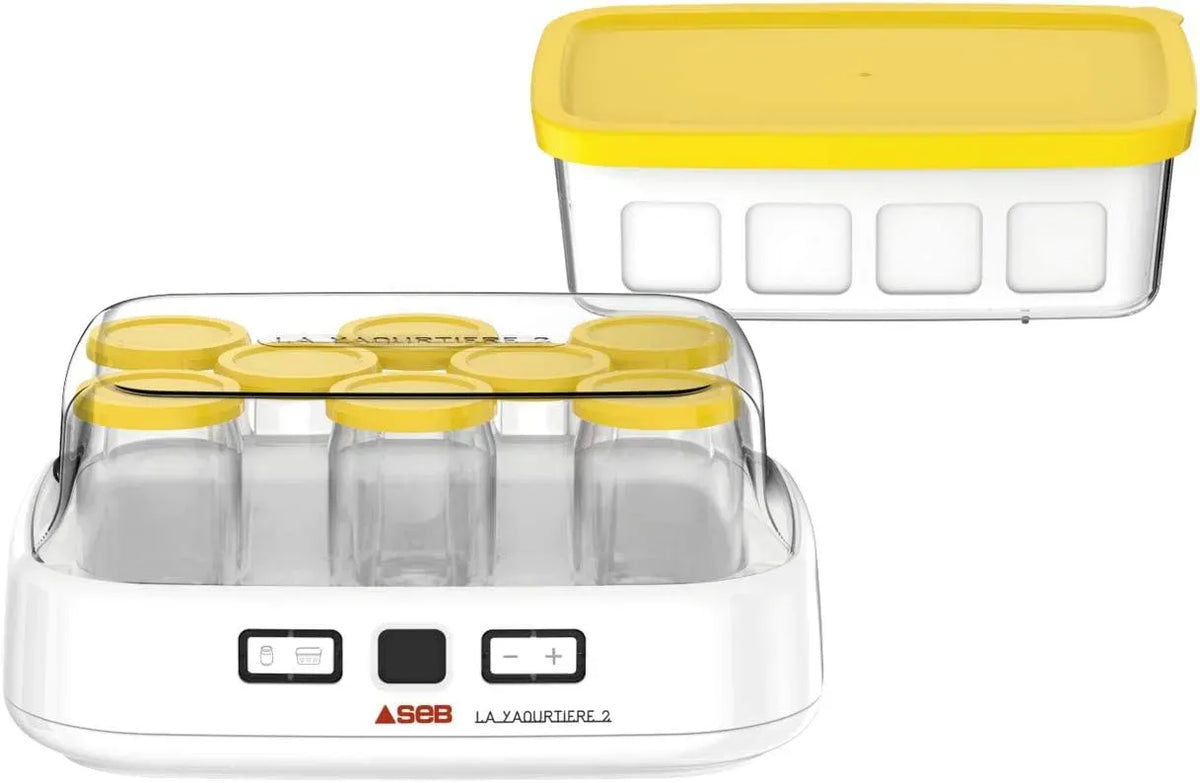 YG500210 La Yaourtiere 2 équipé de écran LCD 2 Programmes automatique Yaourt 8 pots Fromage Blanc Frais 1 L Livret de recettes inclus