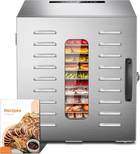 24H Livre de Recettes, Kwasyo Déshydrateur Alimentaire, 10 Plateaux Desydratateur avec Minuteur, 30 à 90°C, Deshydrateur de Fruit et Legumes