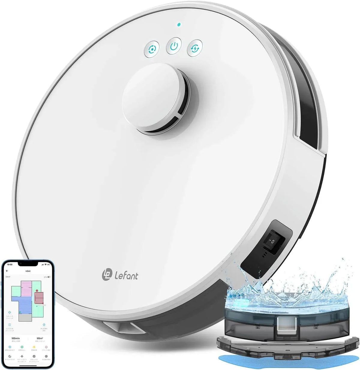 Lefant Robot aspirateur, Wi-Fi, blanc, Connecté par Alexa/APP/WiFi