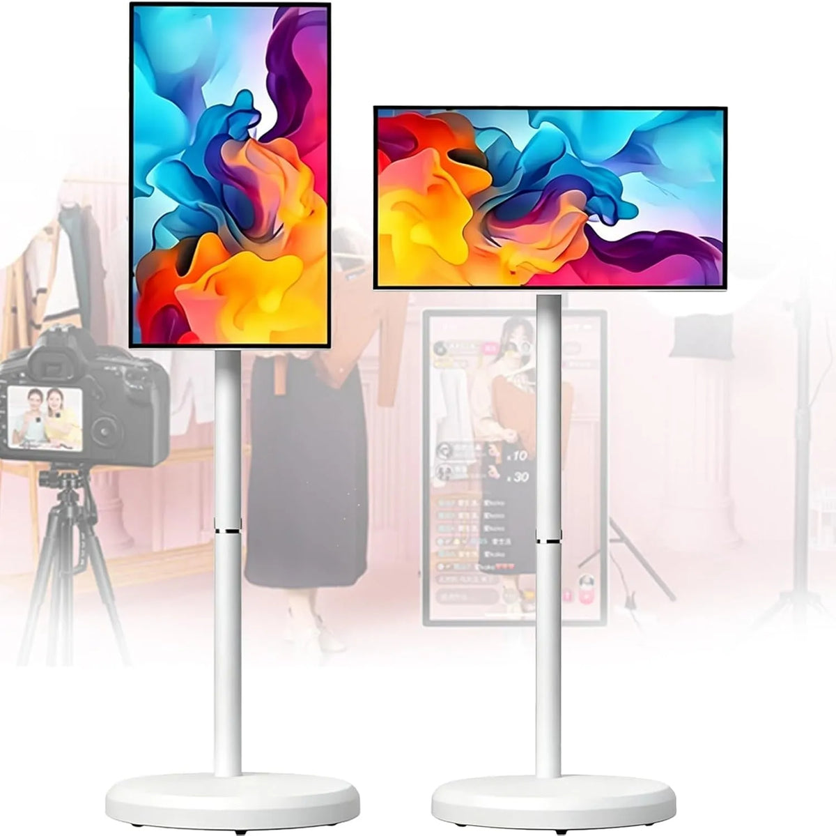 Meuble TV 1080p 24inches, 24 pouces, portable, roulettes de déplacement, tactile, 4GB+64GB, 32 Pouces, 27, Support TV Mobile