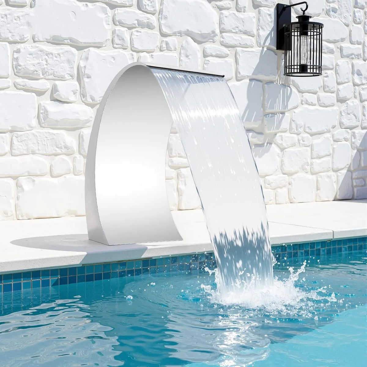 Cascade de piscine, fontaine de piscine en acier inoxydable, pression d'eau appropriée dans les 2,5 kg, aucune installation requise, cascade d'étang