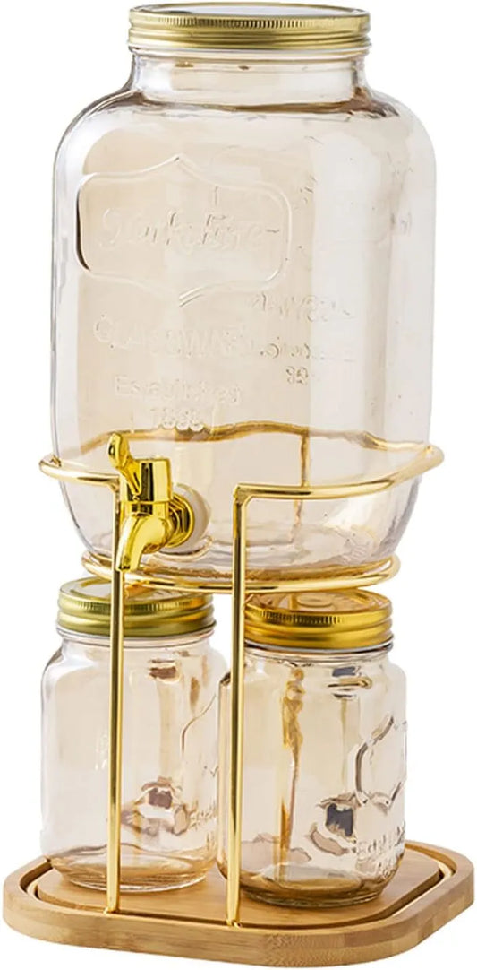 Réfrigérateur, 4 L, distributeur boissons verre avec 2 couvercles et support métal, Distributeur d'eau