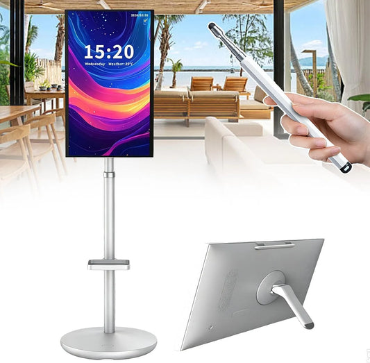 Produit Support Roues et Mode Bureau 24', Écran Smart Portable 24, 27', Écran tactile détachable, supports sol et bureau, cuisine, chambre