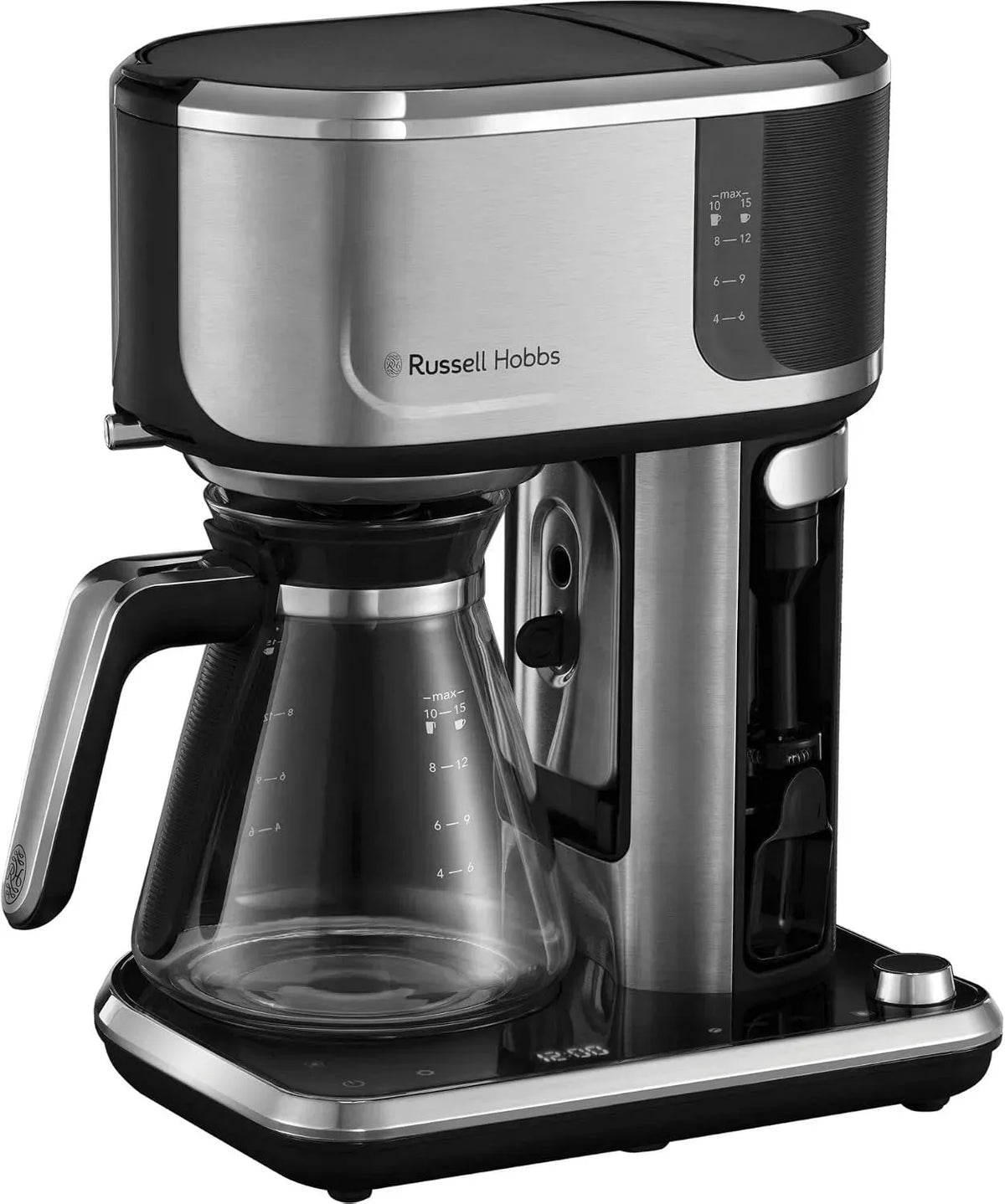 Russell Hobbs Mousseur à lait, 1,25 L, 1400 W, émulsionneur à lait, tactile, minuteur, Machine à café filtre 26230-56, Barista: Réglage d'intensité