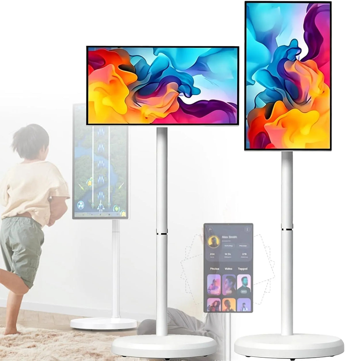 Smart TV 64G/8G 128G, 21.5 pouces, téléviseur, 4K UHD, portable, tactile, 5', 24', 27', 32' 4K, 4GB+64GB, 5inches, 6G + + Storage, TV Roulant sur