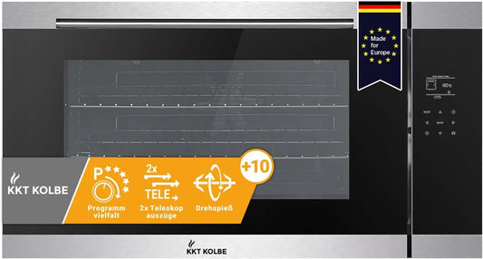 Four électrique EB9105ED, 90 cm, 96 L, encastrable, gril, 4K UHD, 4kW, 96L, Circulation de l'air, Rôtisserie, Air chaud, Tiroirs télescopiques