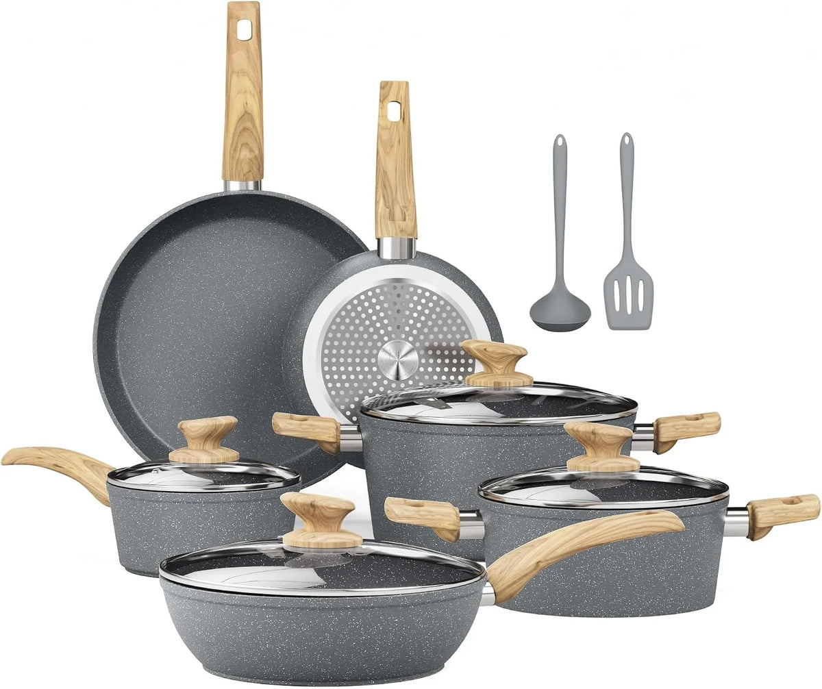 Ustensile de cuisson, Kitchen Academy Batterie de Cuisine Induction 12 Pièces