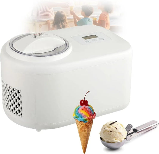 écran LCD, sans pré-congélation, pour Sorbetière Automatique avec compresseur, capacité de 1200 ML, minuterie et récupérateur de Billes, Idéale pour