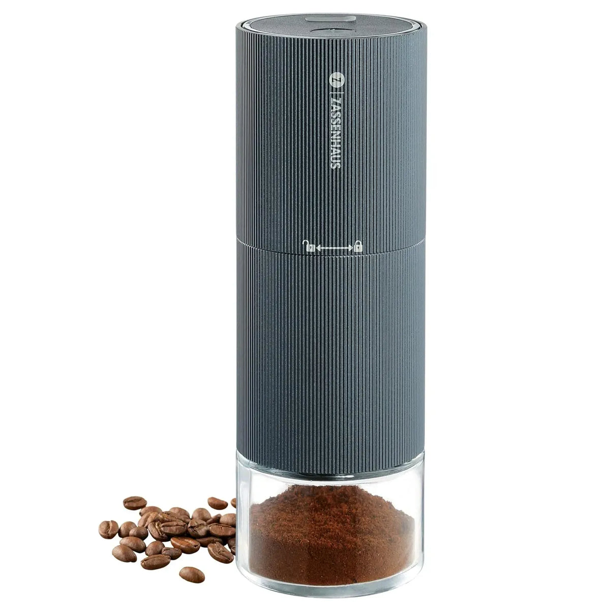 batterie, Moulin, broyeur à grains de café, USB, acier inoxydable, gris, ZASSENHAUS MASTER