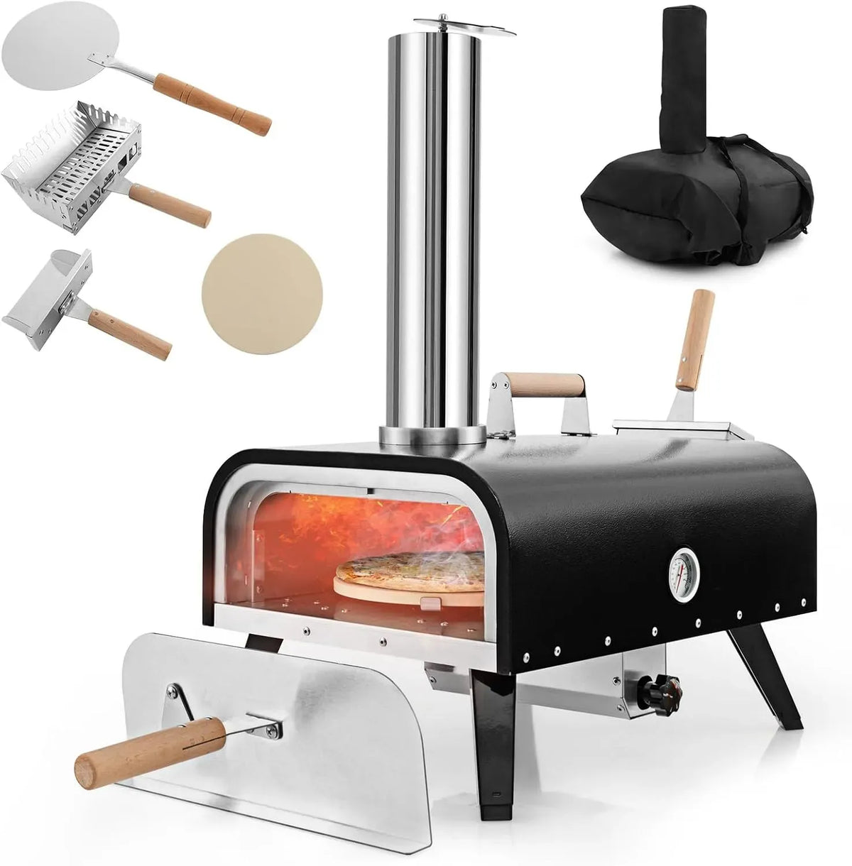 Four électrique à pizza, 30 cm, COSTWAY, portable, extérieur, acier inoxydable