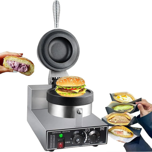 Machine à Hamburgers, Machine à Gaufres, Presse, 1200 W, 50 à 300 °C, professionnel, 2 zones de température
