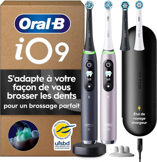 Noire et Rose, 4 Brossettes, Oral-B Brosses à Dents Electriques iO 9 Duo
