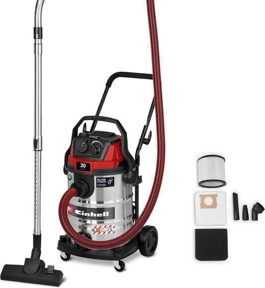 Einhell VC 3080 Aspirateur, 30 L, 150 W, classe énergétique E, grand réservoir, 220 mbar, Filtre HEPA