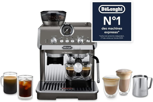 De'Longhi EC9255.T Mousseur à lait, émulsionneur à lait, Broyeur 15 Réglages, Machine à Espresso 4 Boissons, 3 Températures