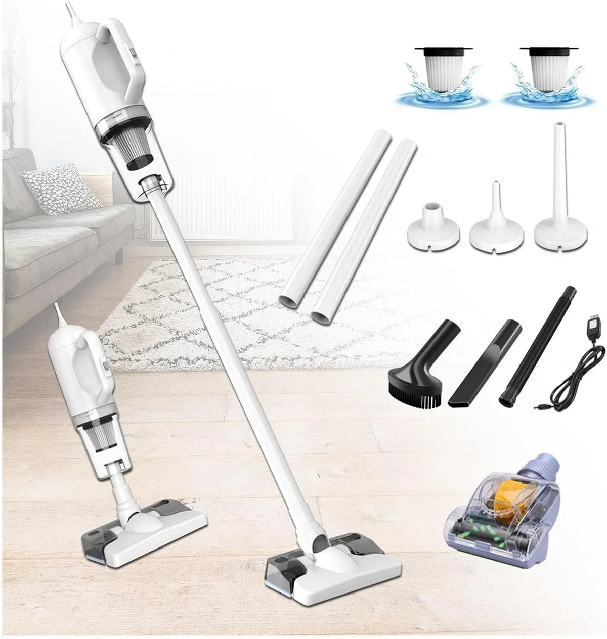 Aspirateur 35Min, vapeur, Balai Vapeur Sans Fil 5 en 1 Compact, Autonomie