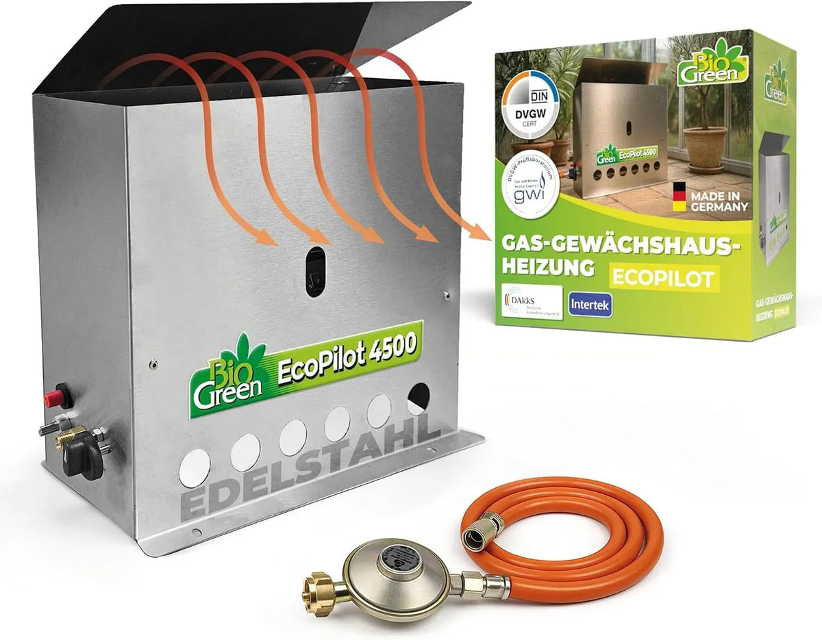 Radiateur électrique, 38 x 17 x 40 cm, 4500 W, 0 à 20 °C, extérieur, thermostat, acier inoxydable, vert, plage de contrôle du thermostat 0°