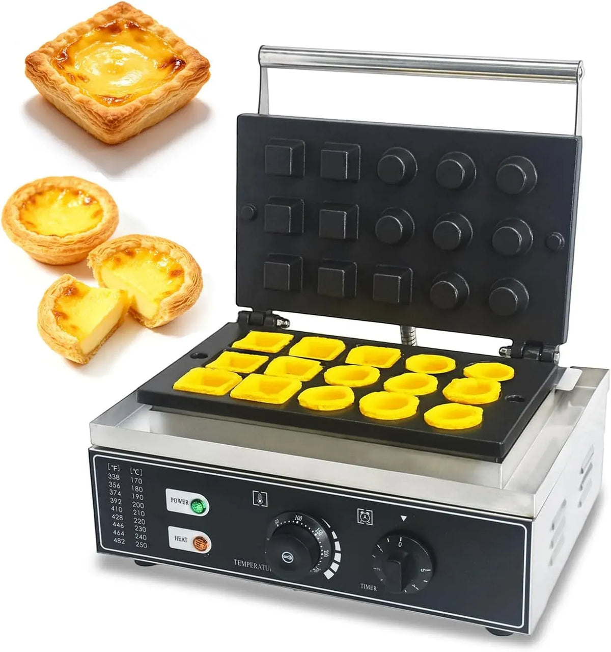 Machine À Tartelettes, 1550 W, 50 à 300 °C, minuteur, professionnel, restaurant, 15 Pièces, pour Restaurants