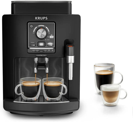 Krups Machine à expresso, étroit, 15 bars, Cafetière a grain pour ristretto, Lungo et cappuccino, 4 recettes