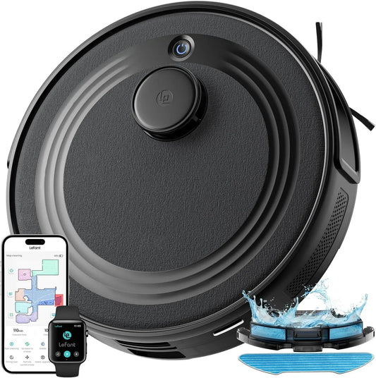 Lefant Robot aspirateur, Wi-Fi, dimensions personnalisables, Autonomie de 160 Minutes, Contrôle Via APP/Alexa/WiFi, Aspiration de 6000Pa