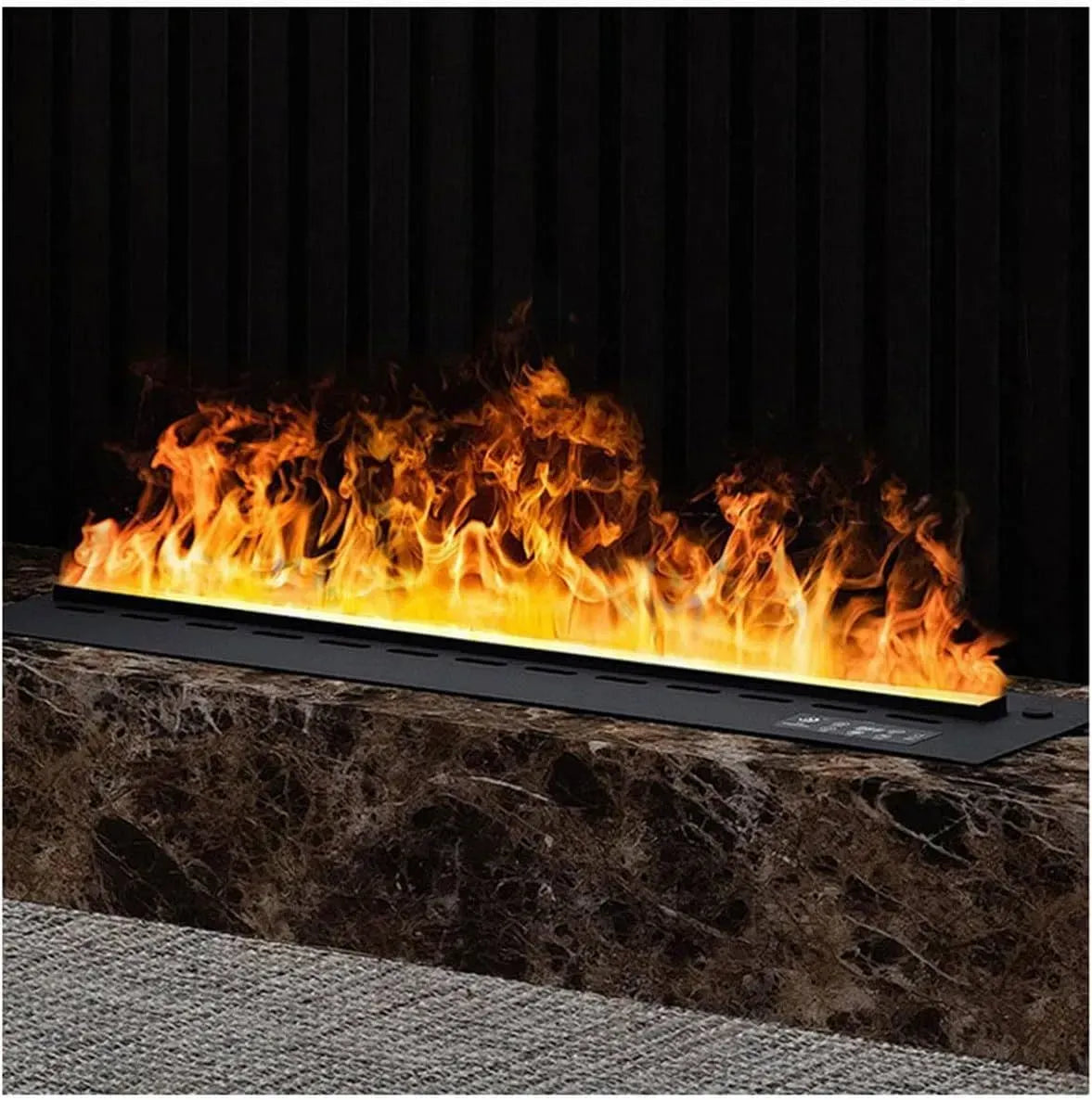 80cm/31.5in Télécommande, Cheminée à Vapeur d'eau Cheminée électrique Encastrée à Panneau Métallique en Acier Inoxydable, Simulation De Flamme Tactile