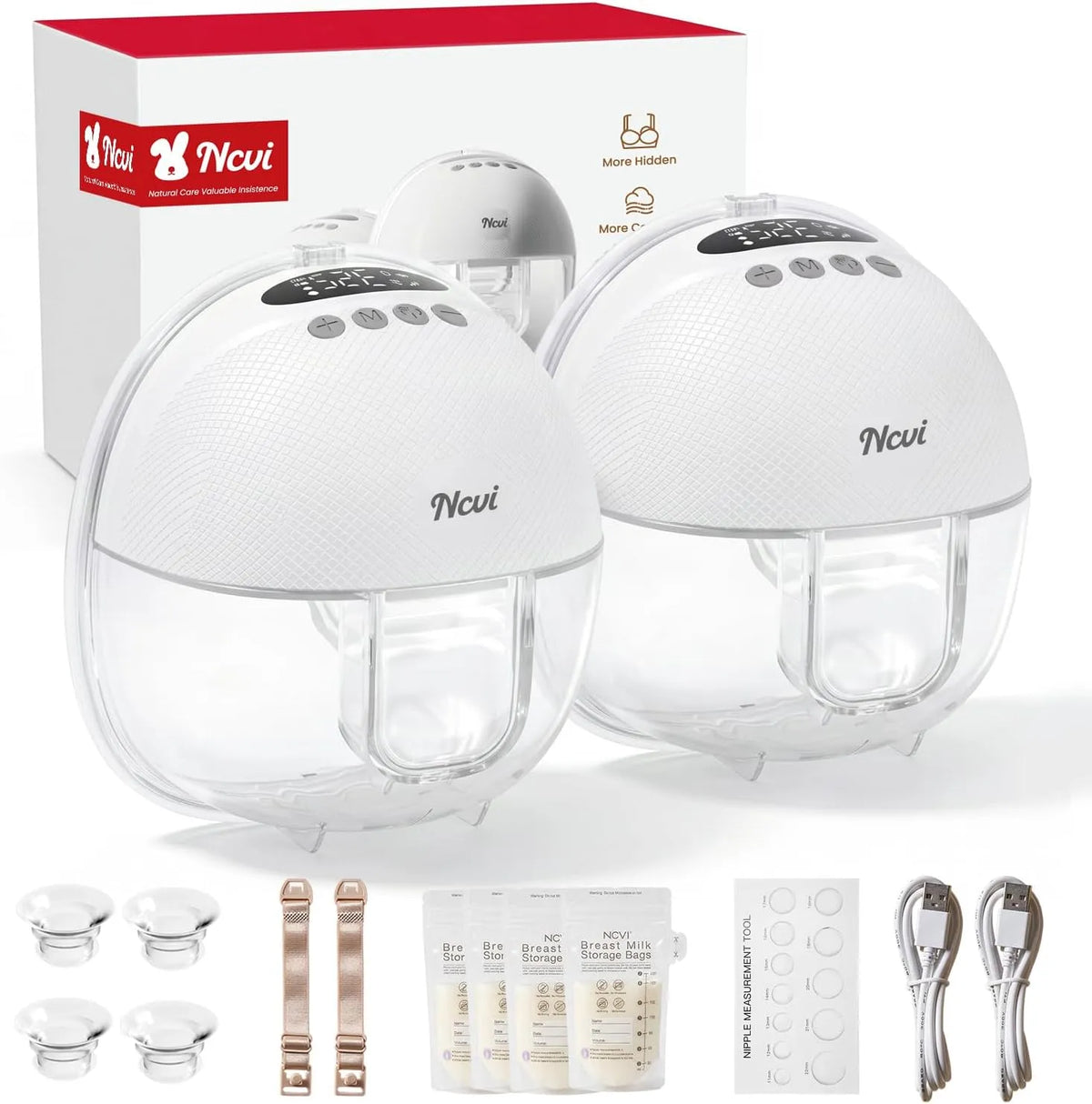 Tire-lait, pompe d'allaitement, NCVI, portable, blanc, les voyages et la nuit avec écran LED, 9 niveaux pour le travail, 4 modes