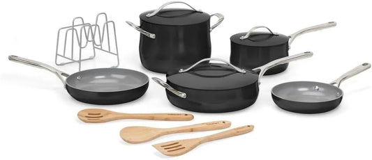 noir, Cuisinart Ensemble de 12 pièces de collection culinaire ergonomique équipé de poignées ergonomiques en acier inoxydable pour cuisine de couleur