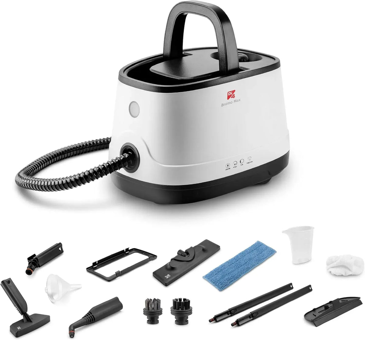Nettoyeur vapeur Di4, 1,5 L, 2000 W, grand réservoir, 4 Bars de Pression, Prêt en 6 Minutes