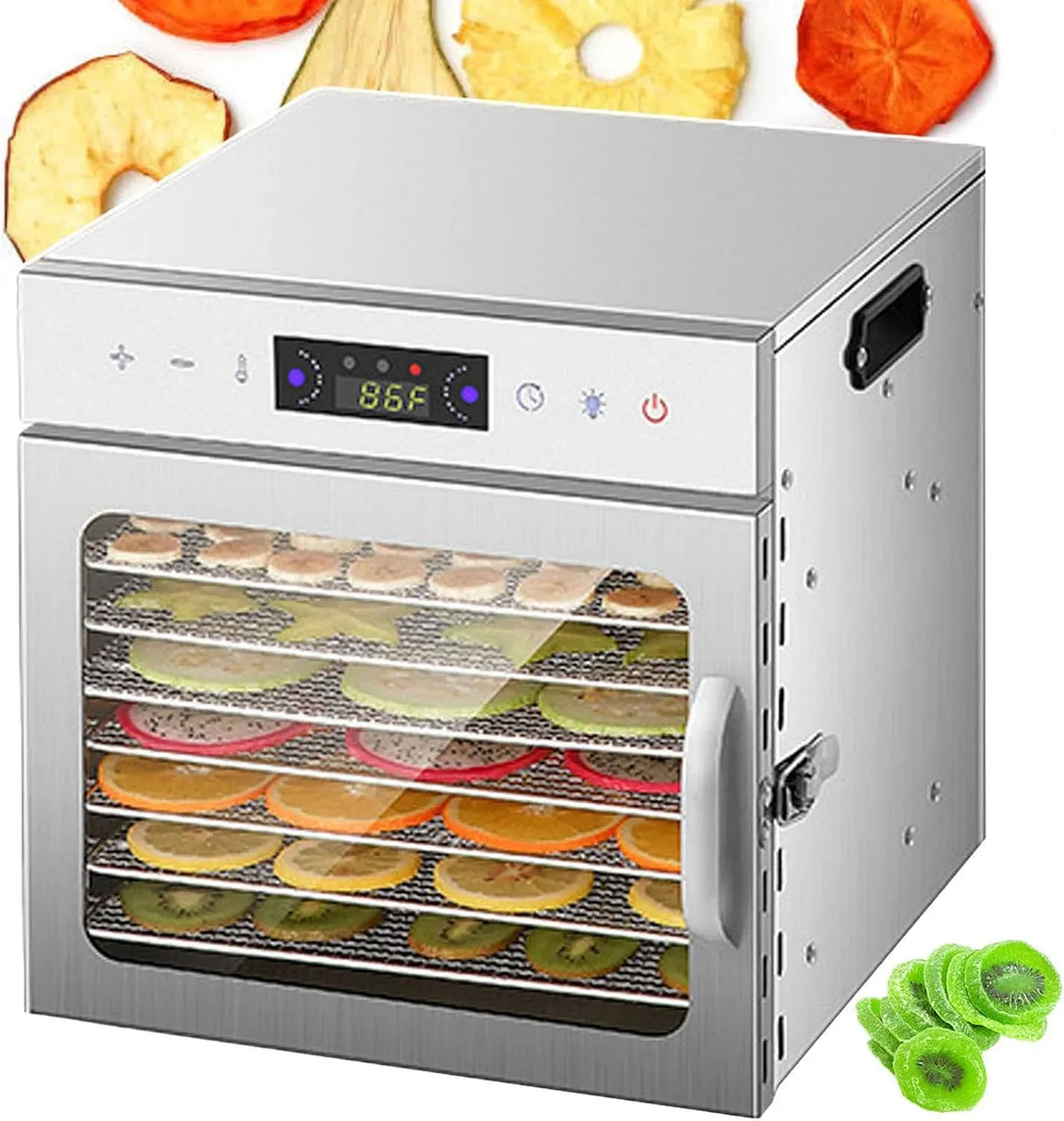 8-Tier Friandises Pour Chiens, Déshydrateur Pour Viande Séchée, pour Déshydrateur Alimentaire Professionnel En Acier Inoxydable, Minuterie Tactile Et