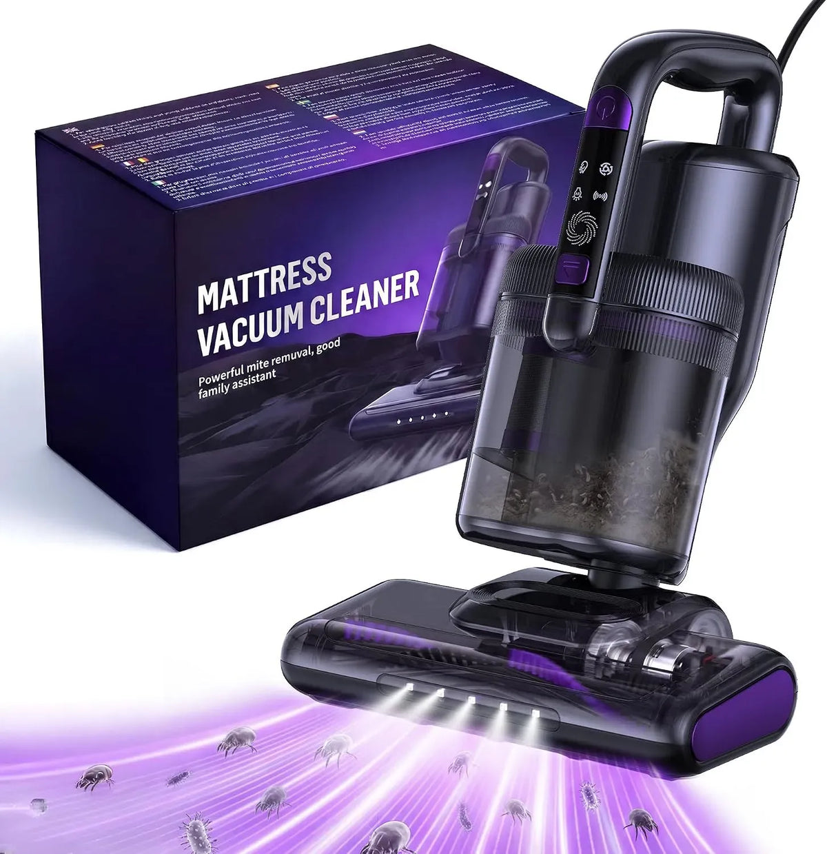 Aspirateur, Ultrasons&Filtre HEPA pour Matelas, Câble 4 Mètres