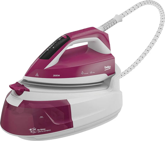 Beko SGA6126R Blanc/violet, Fer à repasser, 6 bar, 2600 W, 1 litre, système de repassage, contrôle numérique