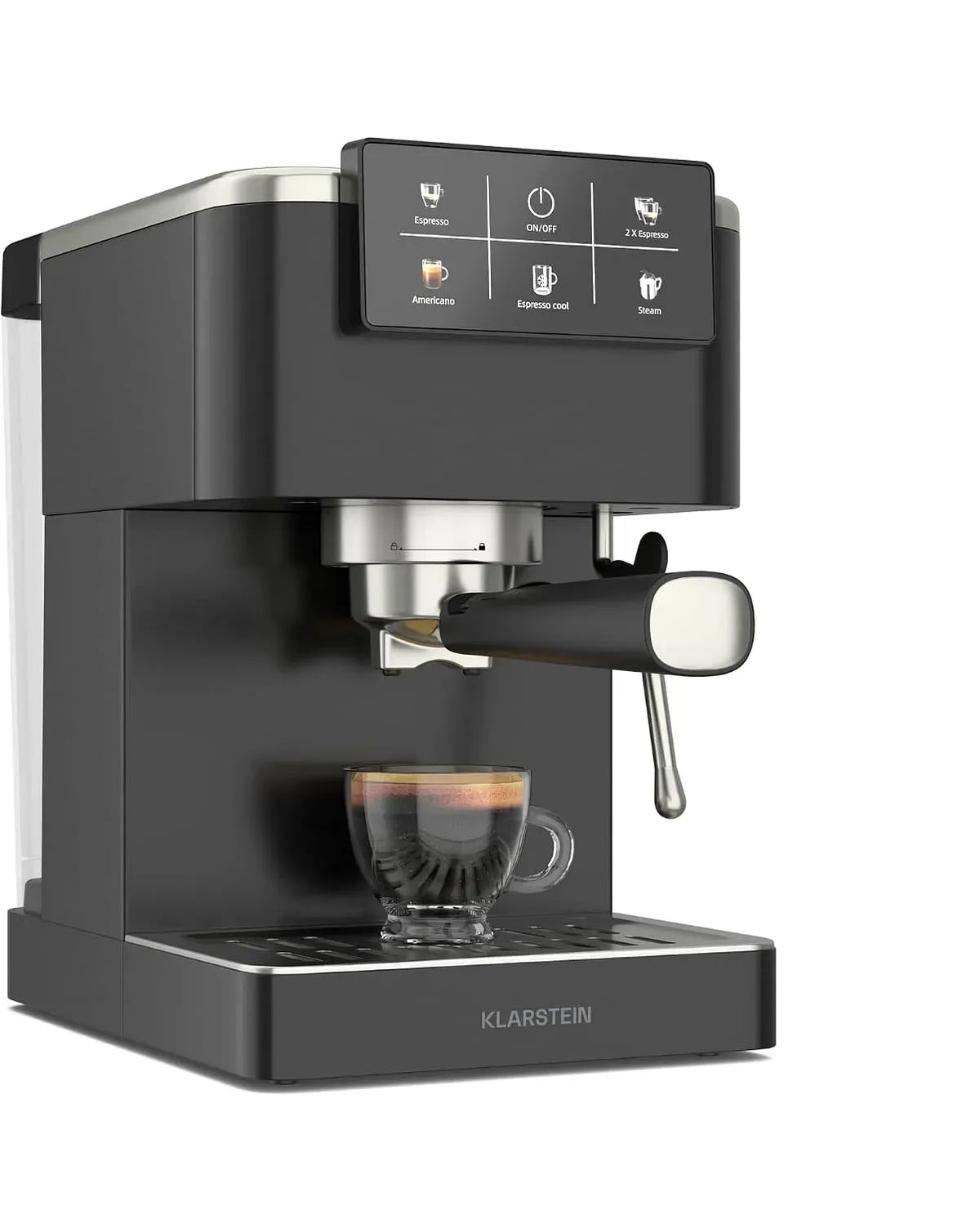 Klarstein Machine à expresso, 1.5 L, 1350 W, tactile, grand réservoir, acier inoxydable, 20 Bars, SteelPresso Touch Machine à Café Grain