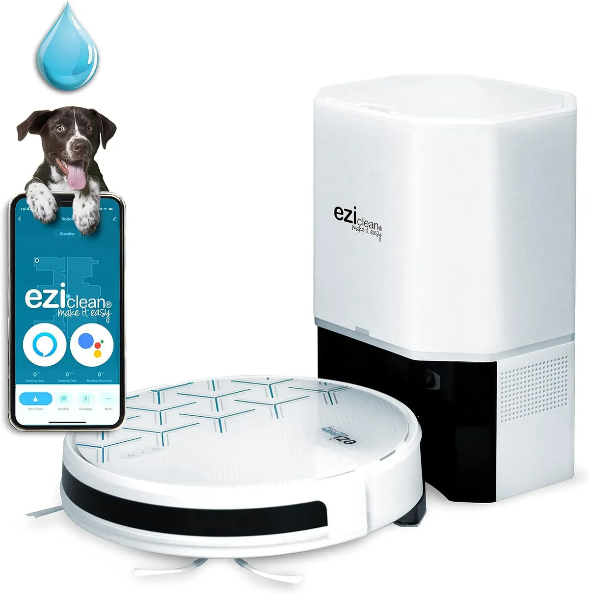 Robot aspirateur, EZICLEAN S450, blanc, aspirateur robot, Robot aspirateur Laveur connecté Aqua Xpert Animal Blanc