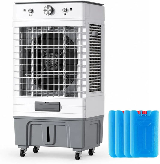 Climatiseur 7.5H, 45 L, 2000 m³/h, minuteur, industriel, 3 vitesses, grand réservoir, 2000m³/h Ventilateur Mobile