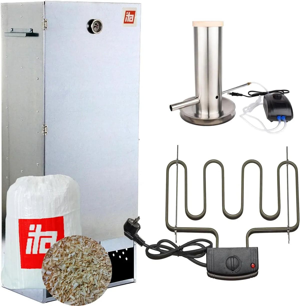 Radiateur électrique, 111 cm, ITA, Acier allié, Fumoir électrique 7003, Armoire de fumage XL avec thermomètre, Qualité UE