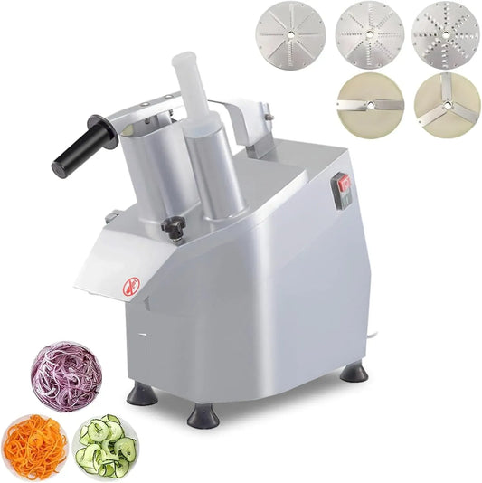 double bouche d'alimentation, Tondeuse à légumes professionnelle électrique 550 W, aluminium et acier inoxydable, Jusqu'à 300 kg/h, râpe et trancheuse