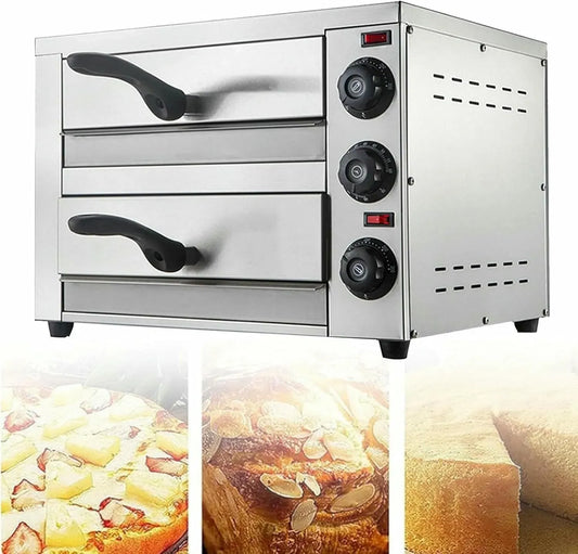 Four électrique à pizza, minuteur, professionnel, 2 zones de température, acier inoxydable